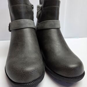 Women's Gray Strap Accent Ankle Booties